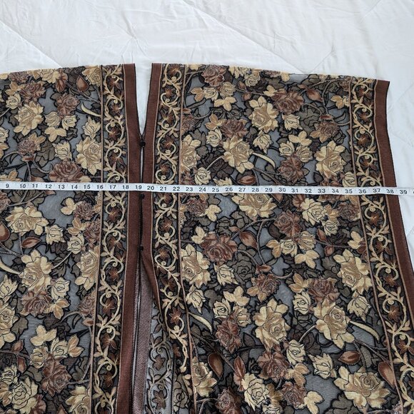 UNBRANDED Kimono Women's OS Floral Brown Black Metallic Sheer‎ Buttons Fringe - Picture 13 of 16